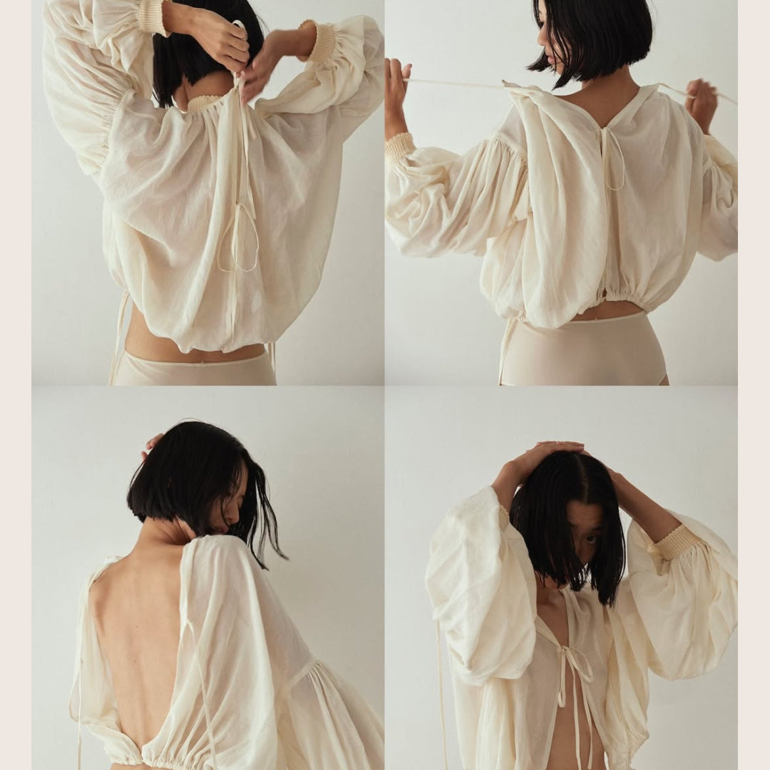 NEW COLOR! 'Cherry tree' / Cotton Chiffon 2way Blouse