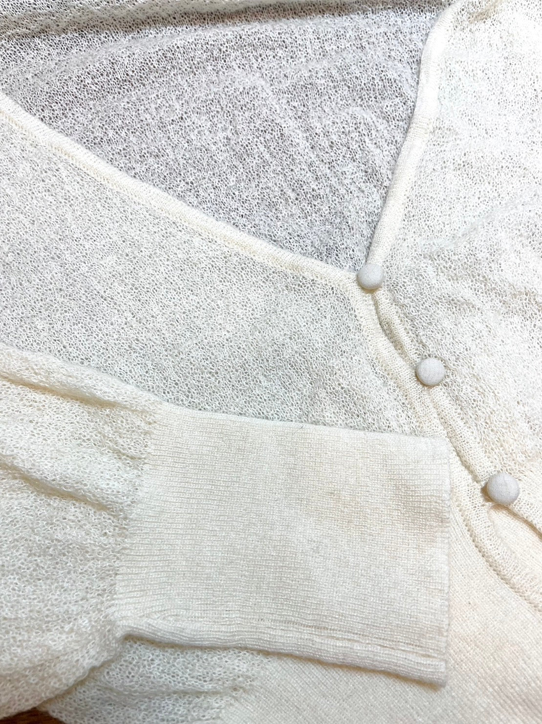 Sheer Knit Cardigan / Original mix Yarn : Cotton&Silk&Mohair