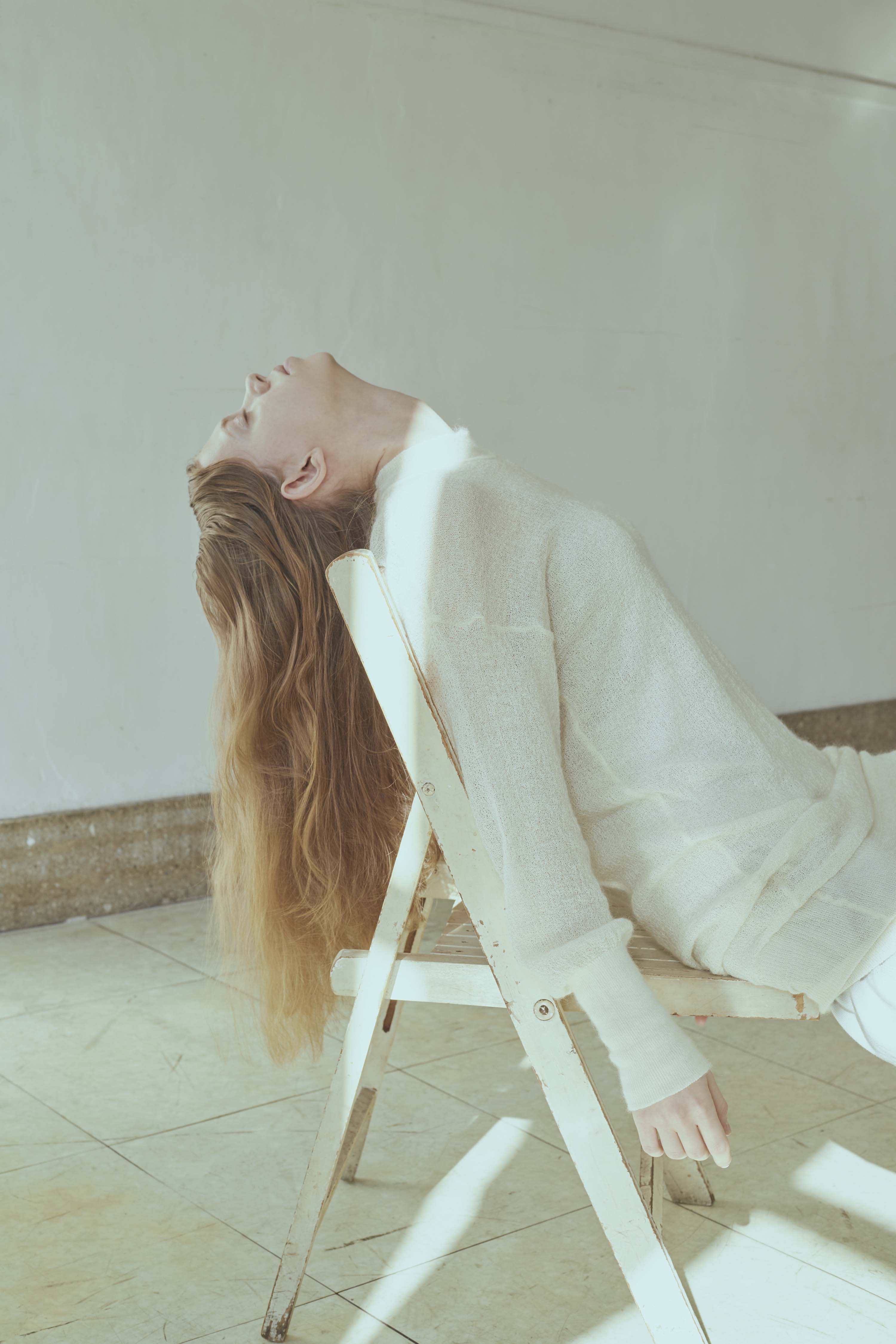 Sheer Knit Bottle Neck Sweater / Original mix Yarn : Cotton&Silk&Mohair