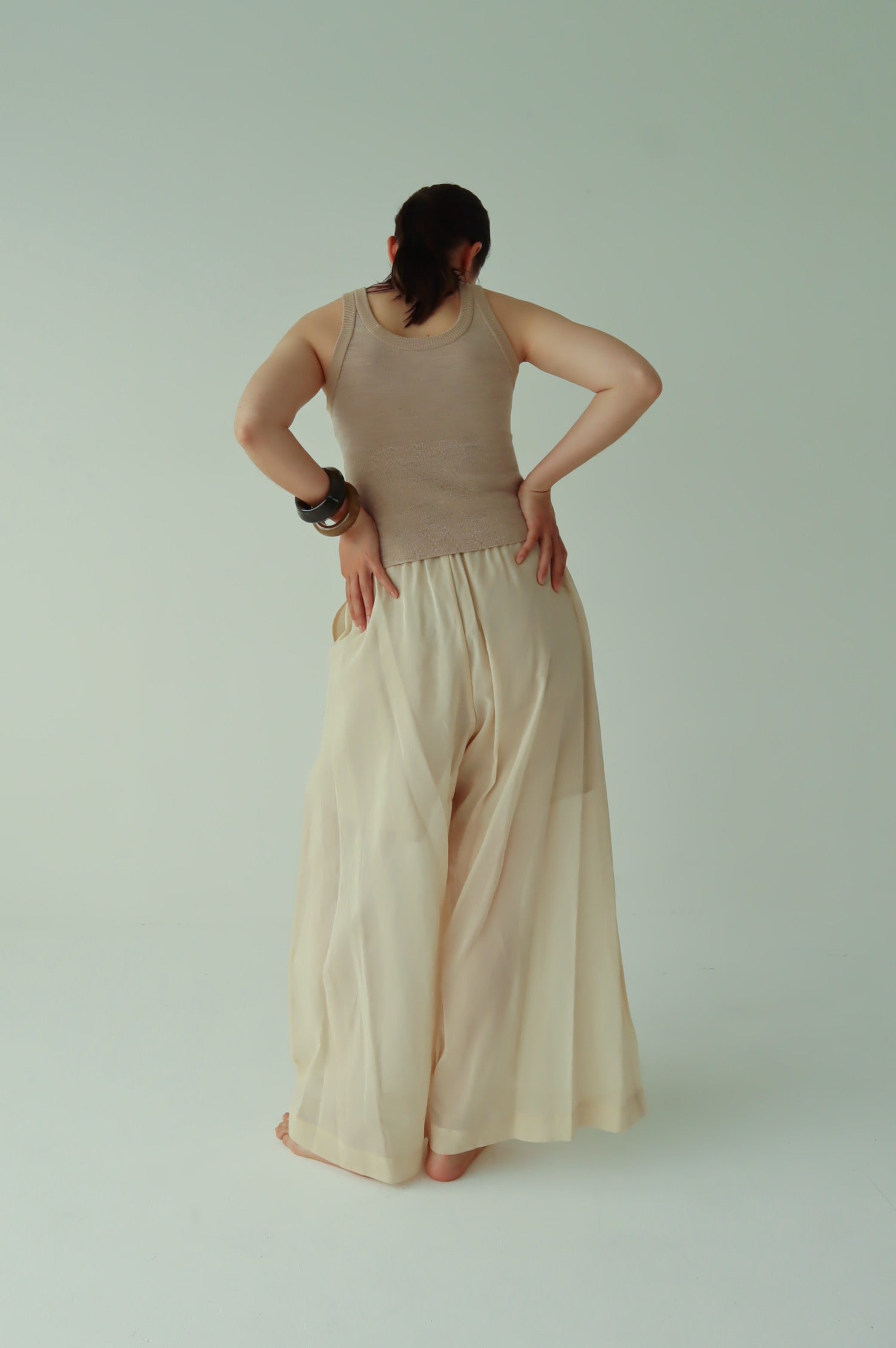 Cotton Organdy Wide Pants