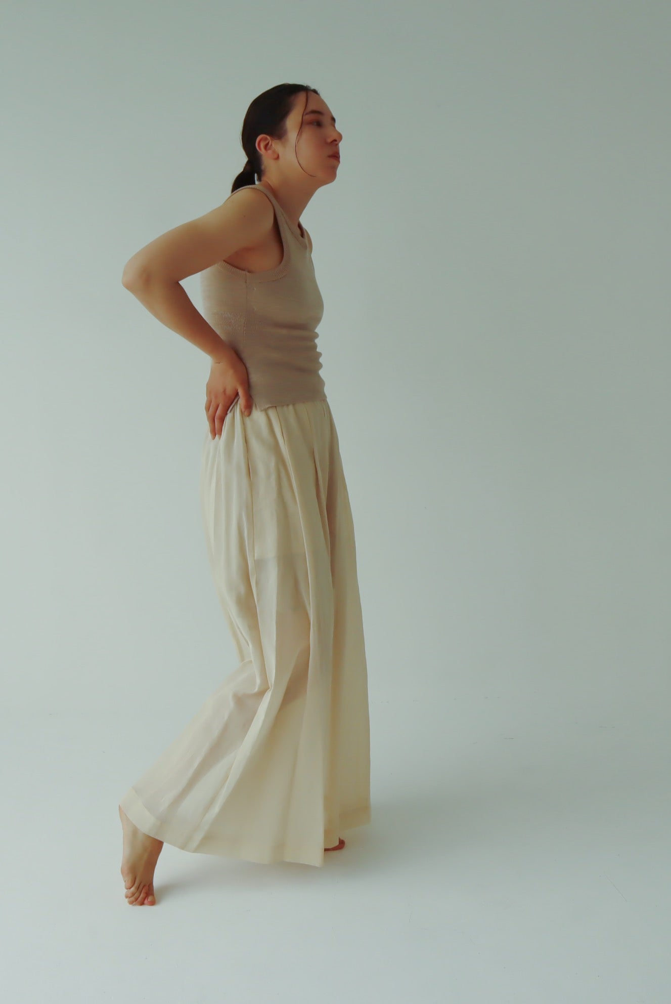 Cotton Organdy Wide Pants