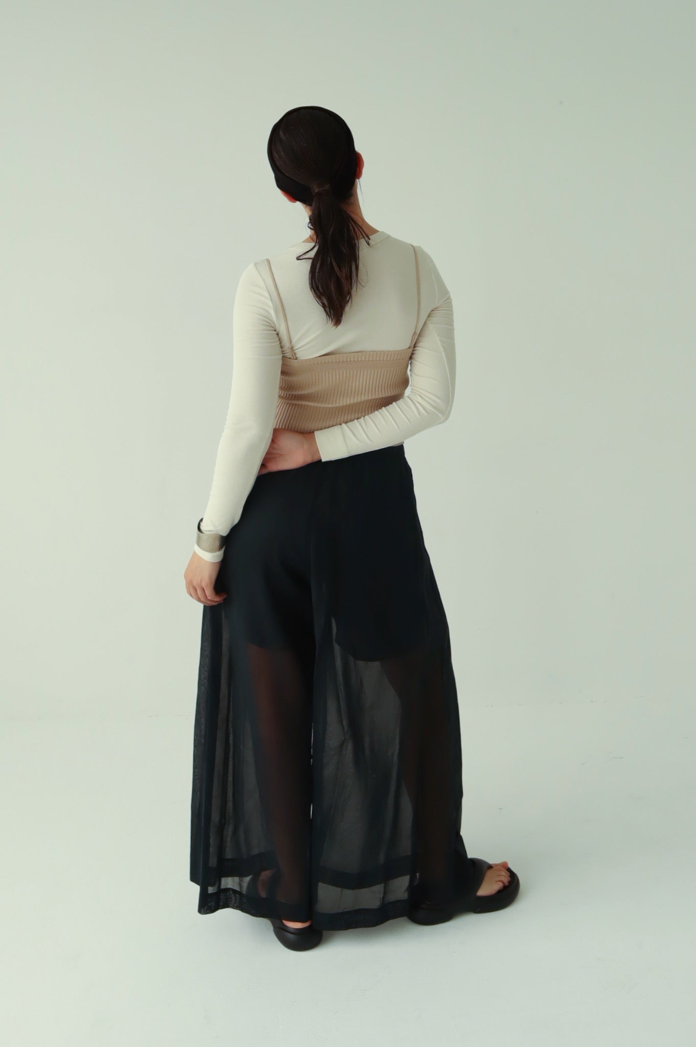 Cotton Organdy Wide Pants