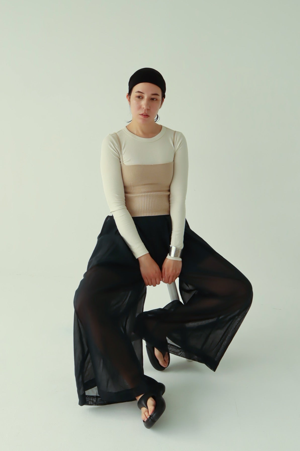 Cotton Organdy Wide Pants